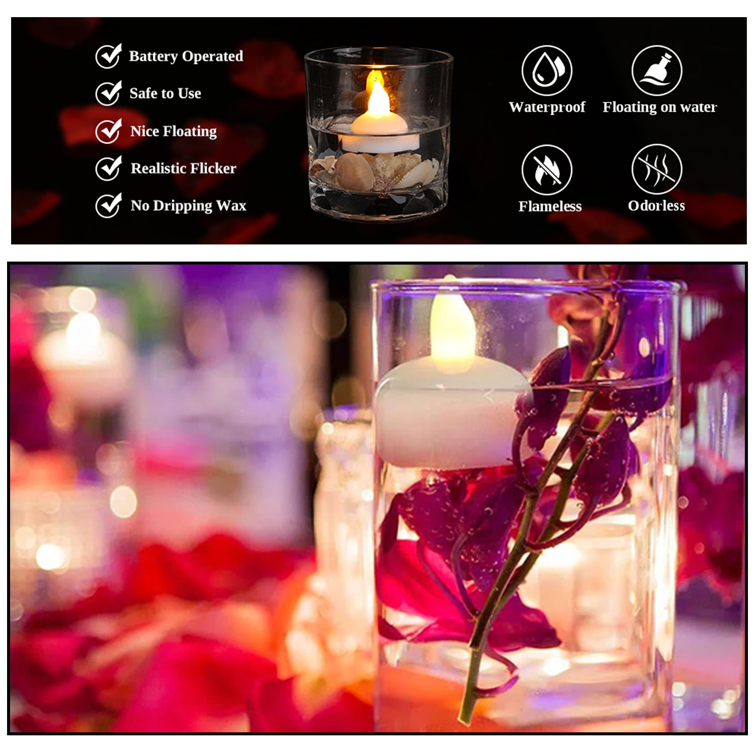 6439 Set of 12 Flameless Floating Candles Battery Operated Tea Lights Tealight Candle - Decorative, Wedding. DeoDap 6439 Set of 12 Flameless Floating Candles Battery Operated Tea Lights Tealight Candle - Decorative, Wedding. DeoDap